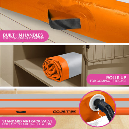 Powertrain 5m x 1m Air Track Inflatable Gymnastics Mat - Orange Grey