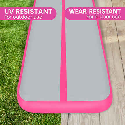 Powertrain 3m x 1m Air Track Inflatable Gymnastics Mat - Pink