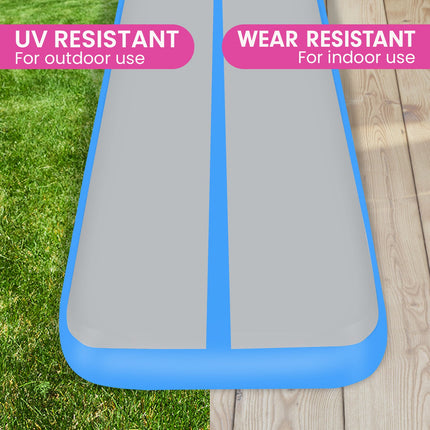 Powertrain 4m x 1m Air Track Inflatable Gymnastics Mat - Blue