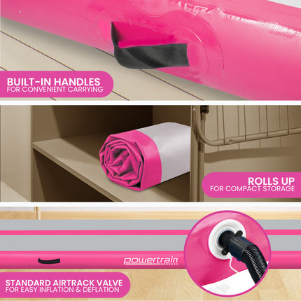 Powertrain 4m x 1m Air Track Inflatable Gymnastics Mat - Pink