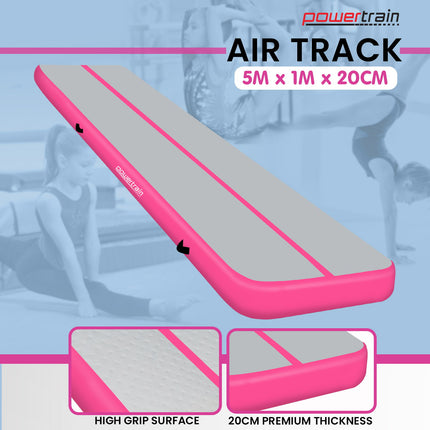 Powertrain 5m x 1m Air Track Inflatable Gymnastics Mat - Pink