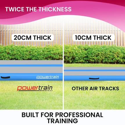 Powertrain 6m x 1m x 20cm Air Track Inflatable Gymnastics Mat - Blue