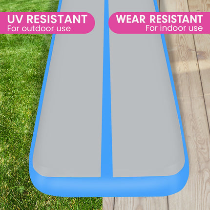 Powertrain 6m x 1m x 20cm Air Track Inflatable Gymnastics Mat - Blue