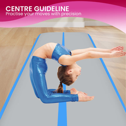 Powertrain 6m x 1m x 20cm Air Track Inflatable Gymnastics Mat - Blue