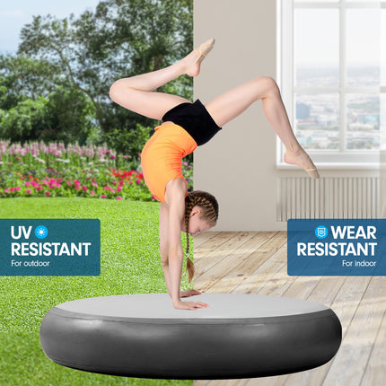 Powertrain 1m Air Track Spot Round Inflatable Tumbling Mat - Black