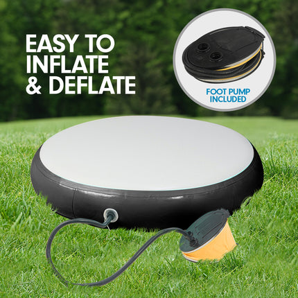 Powertrain 1m Air Track Spot Round Inflatable Tumbling Mat - Black