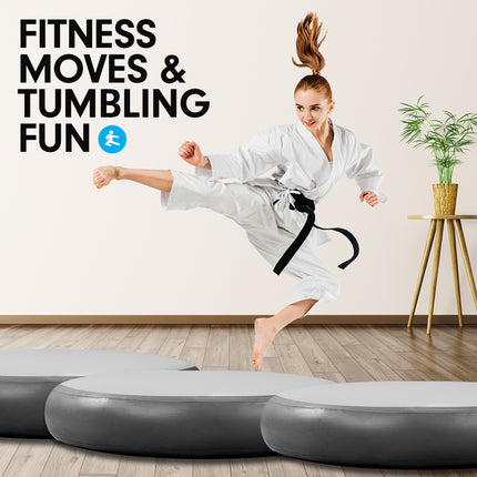 Powertrain 1m Air Track Spot Round Inflatable Tumbling Mat - Black