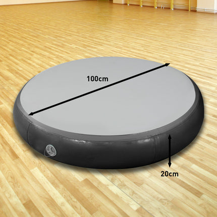 Powertrain 1m Air Track Spot Round Inflatable Tumbling Mat - Black