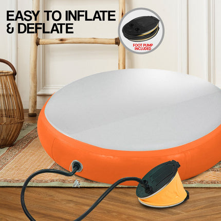 Powertrain 1m Air Track Spot Round Inflatable Tumbling Mat - Orange