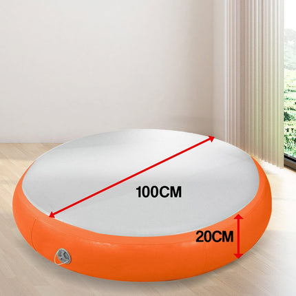 Powertrain 1m Air Track Spot Round Inflatable Tumbling Mat - Orange