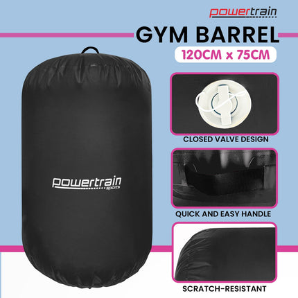 Powertrain Inflatable Air Barrel Exercise Roller 120cm x 75cm - Black