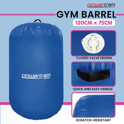 Powertrain Inflatable Air Barrel Exercise Roller 120cm x 75cm - Blue
