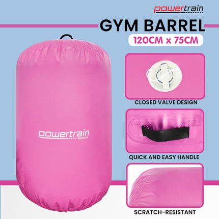Powertrain Inflatable Air Barrel Exercise Roller 120cm x 75cm - Pink