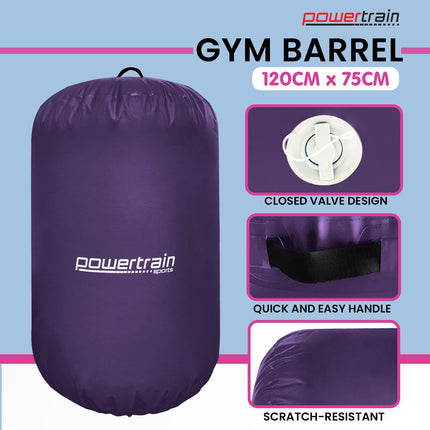 Powertrain Inflatable Air Barrel Exercise Roller 120cm x 75cm - Purple