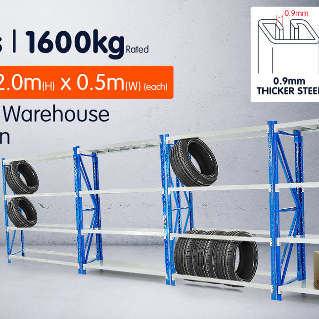 4-Bay shelving 4m-wide 400kg
