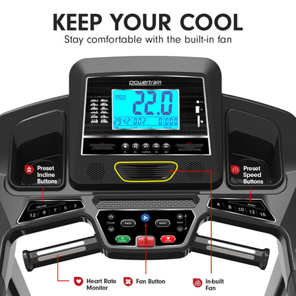 Powertrain 22km/h K2000 Treadmill Running Cardio Exercise w/ Fan & Auto Incline Speed