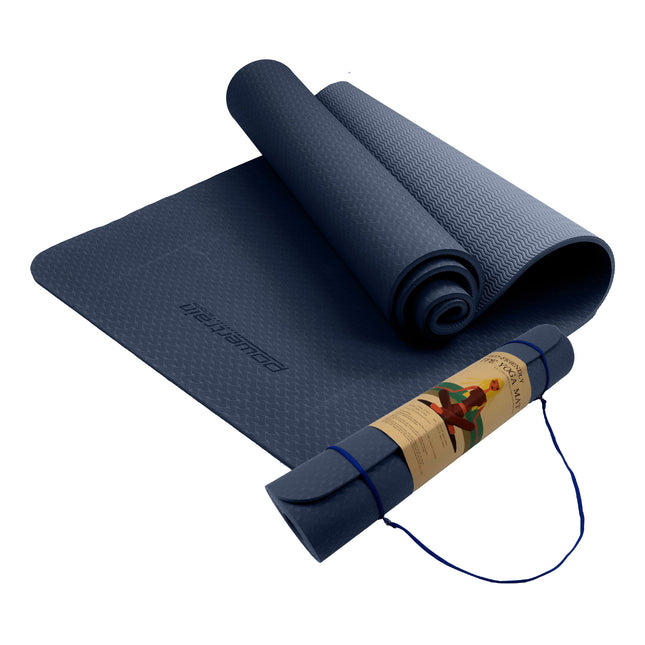 Powertrain TPE Yoga Pilates Exercise Mat 6mm - Dark Blue